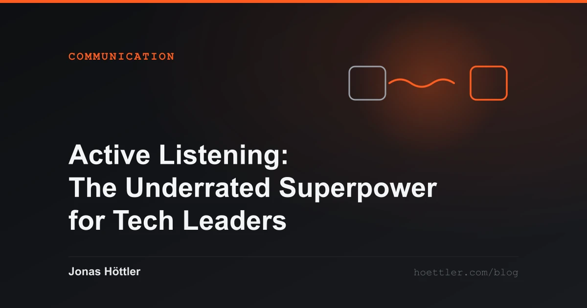 Two blocks with a wave line running between them as the cover image for the article „Active Listening: The Underrated Superpower for Tech Leaders“