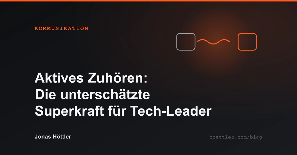 Zwei Blöcke, dazwischen eine Wellenlinie als Signal als Titelbild zum Artikel „Aktives Zuhören: Die unterschätzte Superkraft für Tech-Leader“