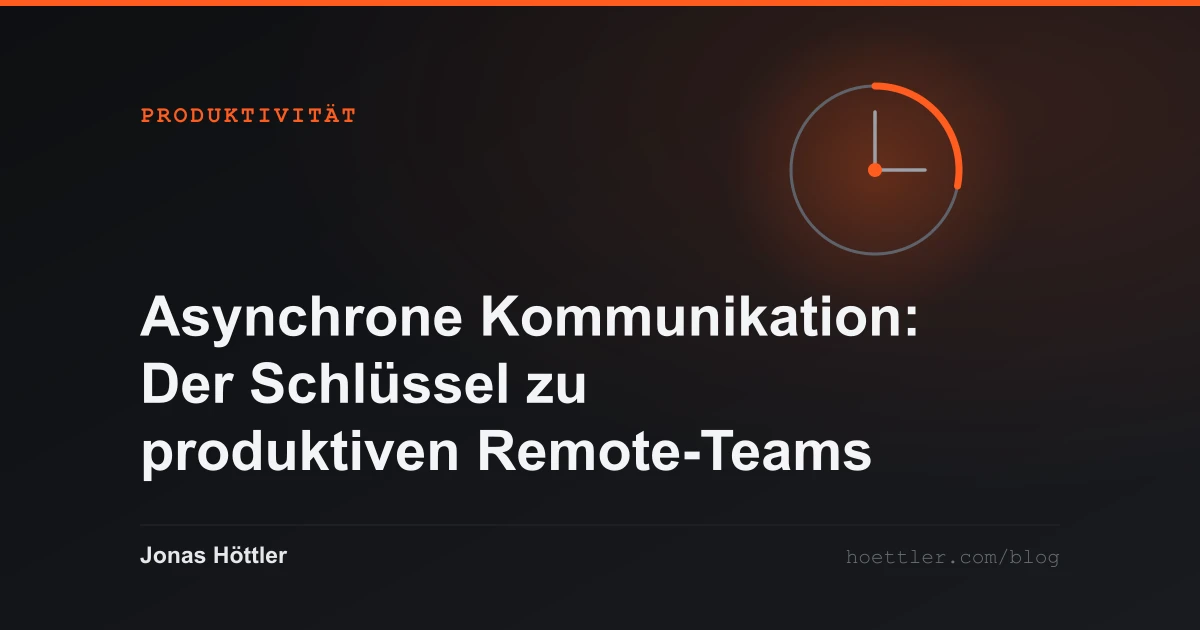 Zifferblatt mit einem farblich markierten Segment als Titelbild zum Artikel „Asynchrone Kommunikation: Der Schlüssel zu produktiven Remote-Teams“