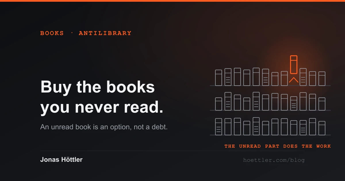 A shelf of grey book spines with a single spine pulled up out of the row in the accent colour
