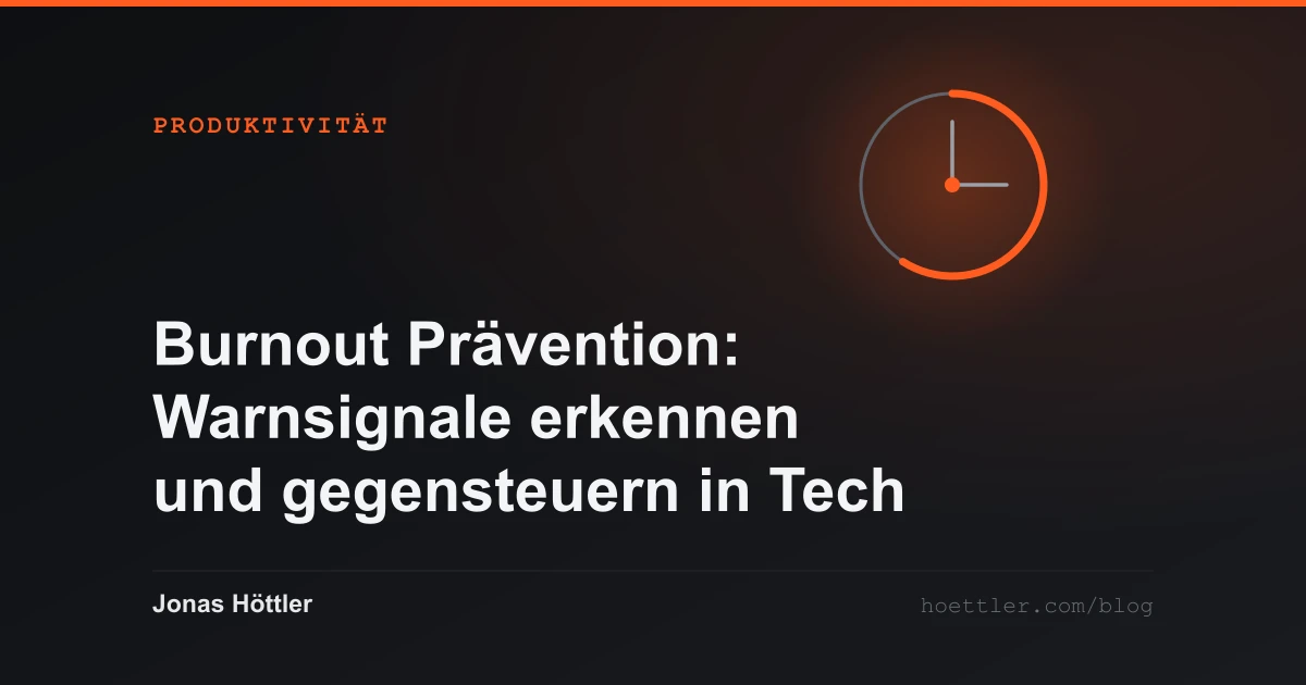 Zifferblatt mit einem farblich markierten Segment als Titelbild zum Artikel „Burnout Prävention: Warnsignale erkennen und gegensteuern in Tech“