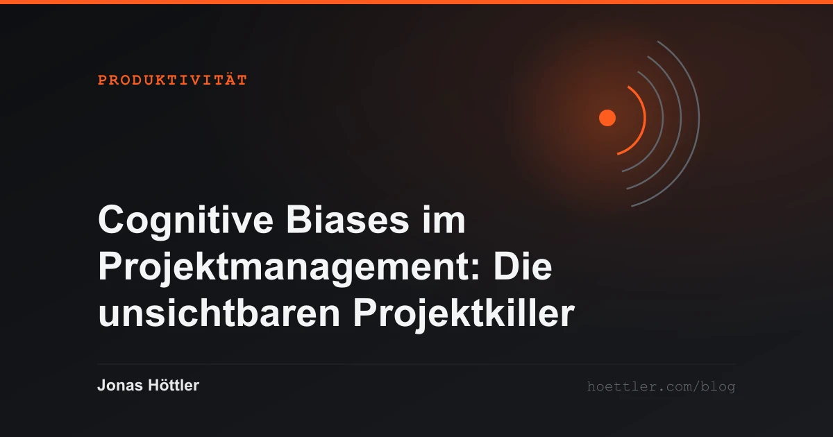 Konzentrische Bögen um einen leuchtenden Kern als Titelbild zum Artikel „Cognitive Biases im Projektmanagement: Die unsichtbaren Projektkiller“
