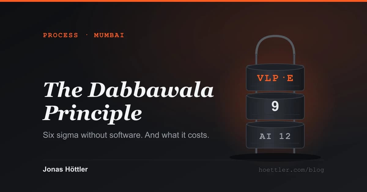 Stacked tiffin carrier with a painted routing code, cover image for the dabbawala principle