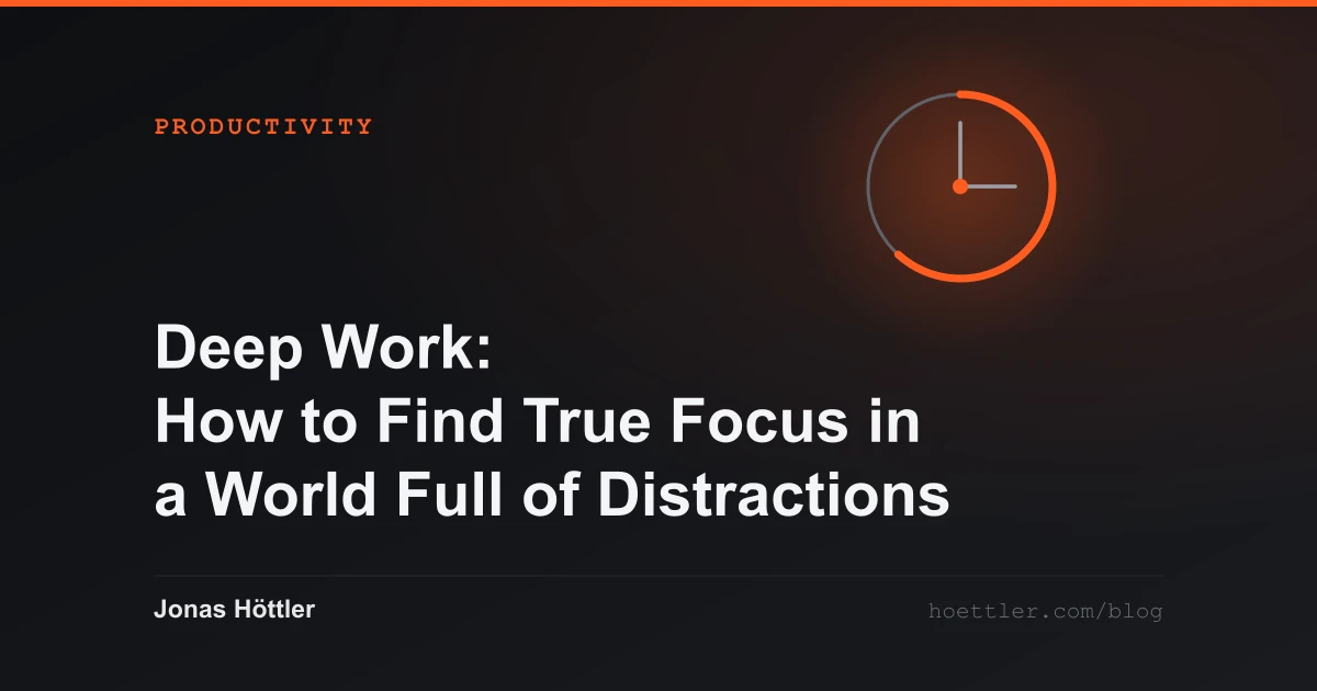 A dial with one segment marked in colour as the cover image for the article „Deep Work: How to Find True Focus in a World Full of Distractions“