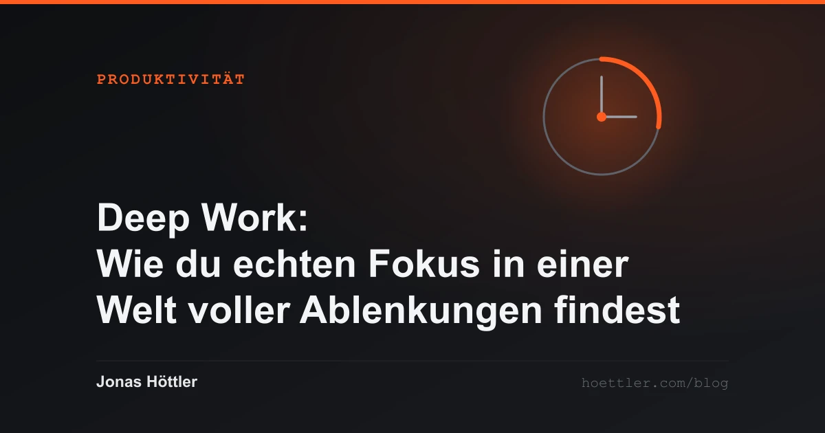 Zifferblatt mit einem farblich markierten Segment als Titelbild zum Artikel „Deep Work: Wie du echten Fokus in einer Welt voller Ablenkungen findest“