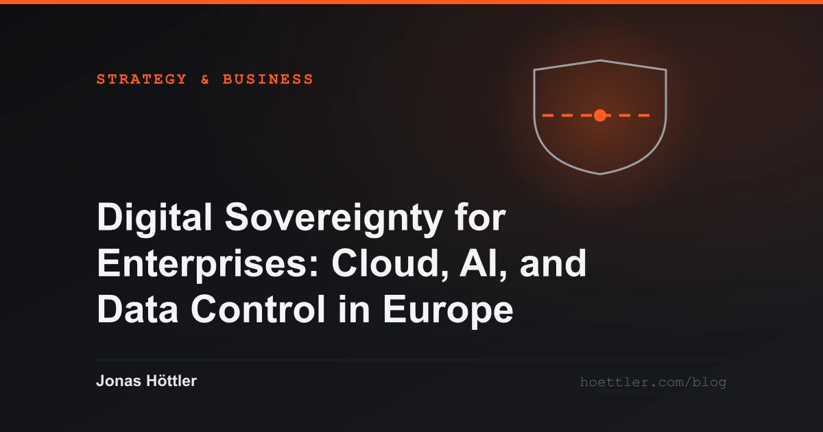 Outline of a shield with one breached line as the cover image for the article „Digital Sovereignty for Enterprises: Cloud, AI, and Data Control in Europe“