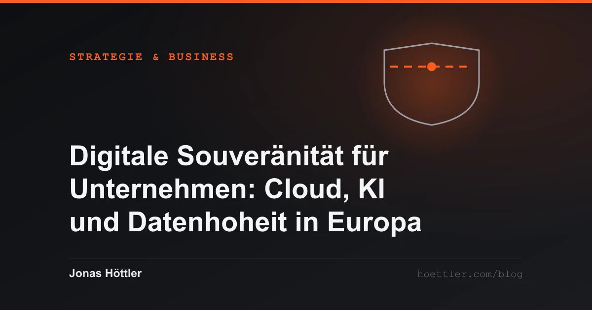Schild-Umriss mit einer aufgebrochenen Linie als Titelbild zum Artikel „Digitale Souveränität für Unternehmen: Cloud, KI und Datenhoheit in Europa“