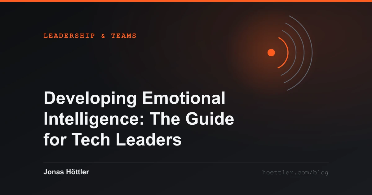 Concentric arcs around a glowing core as the cover image for the article „Developing Emotional Intelligence: The Guide for Tech Leaders“