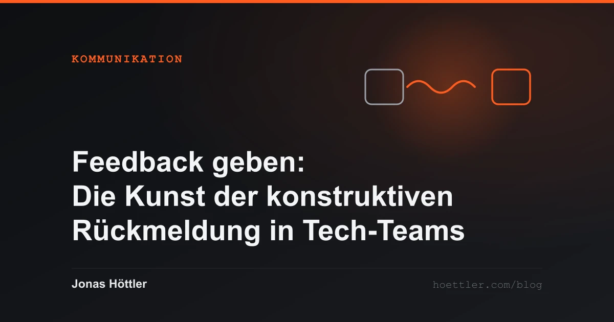 Zwei Blöcke, dazwischen eine Wellenlinie als Signal als Titelbild zum Artikel „Feedback geben: Die Kunst der konstruktiven Rückmeldung in Tech-Teams“