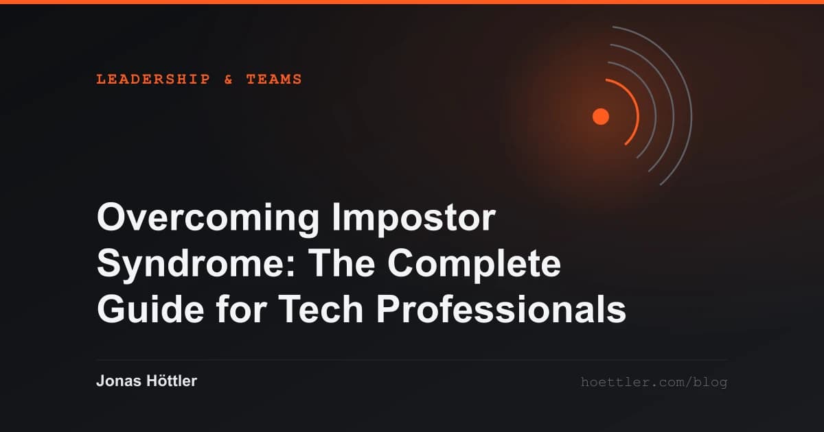 Concentric arcs around a glowing core as the cover image for the article „Overcoming Impostor Syndrome: The Complete Guide for Tech Professionals“