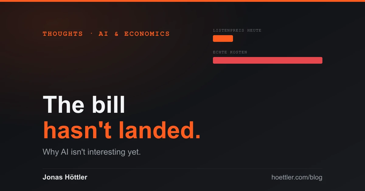 Two bars compared: the low list price of AI today versus the high real cost