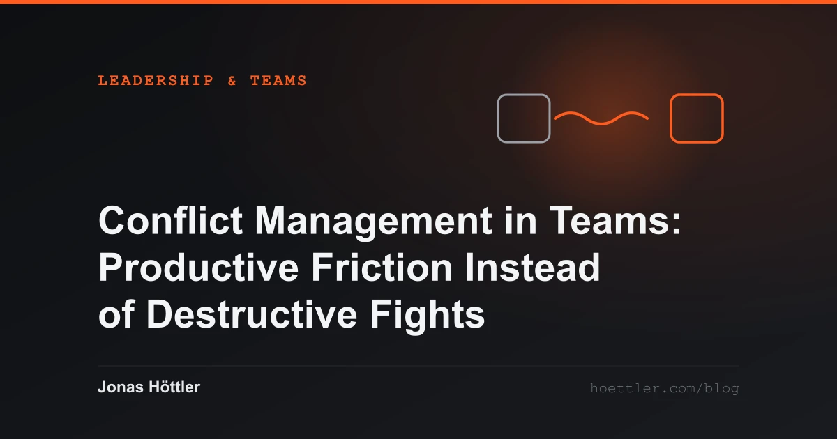 Two blocks with a wave line running between them as the cover image for the article „Conflict Management in Teams: Productive Friction Instead of Destructive Fights“
