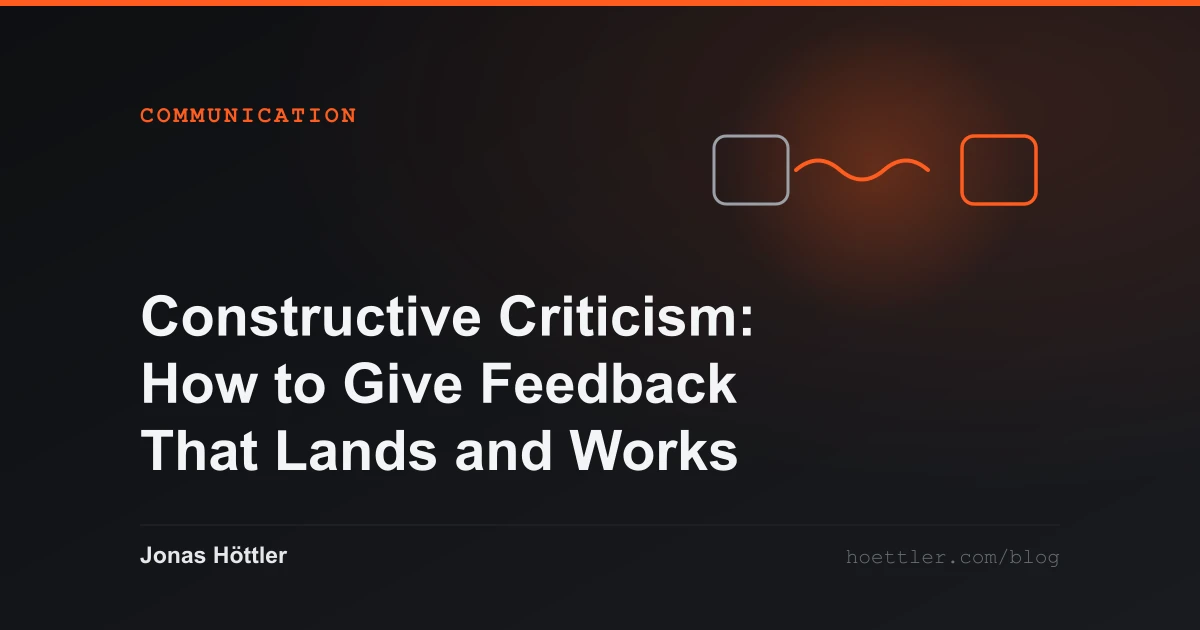 Two blocks with a wave line running between them as the cover image for the article „Constructive Criticism: How to Give Feedback That Lands and Works“