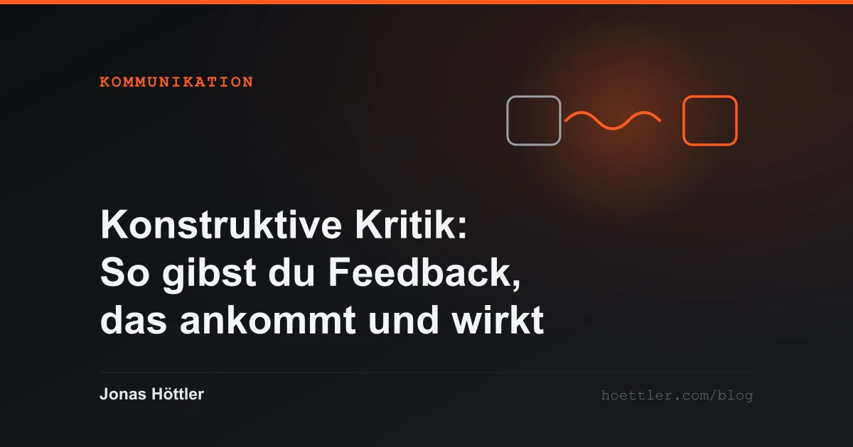 Zwei Blöcke, dazwischen eine Wellenlinie als Signal als Titelbild zum Artikel „Konstruktive Kritik: So gibst du Feedback, das ankommt und wirkt“