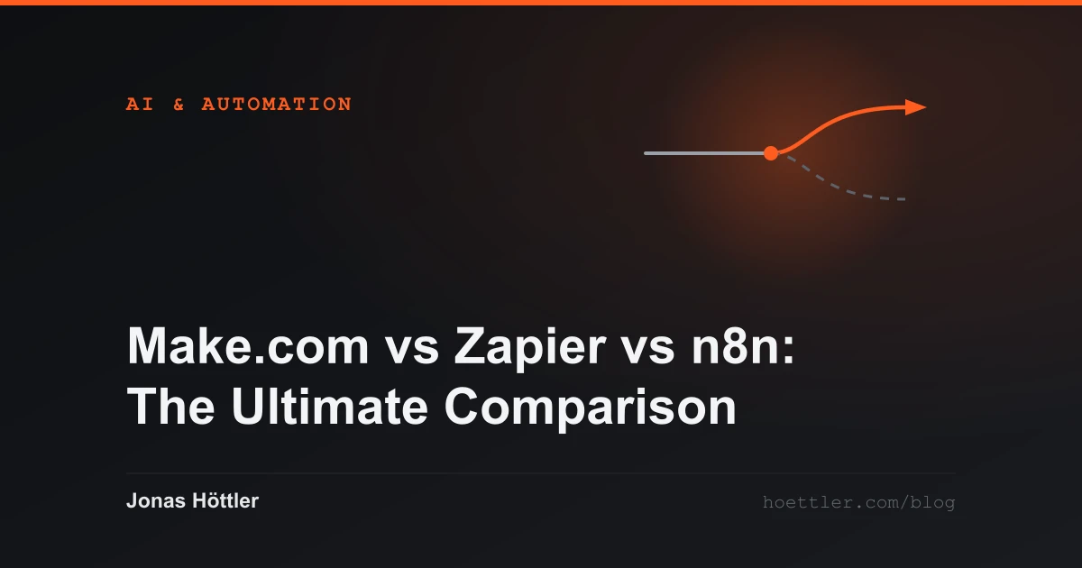 A path that splits, with only one branch carried on as the cover image for the article „Make.com vs Zapier vs n8n: The Ultimate Comparison (2026)“