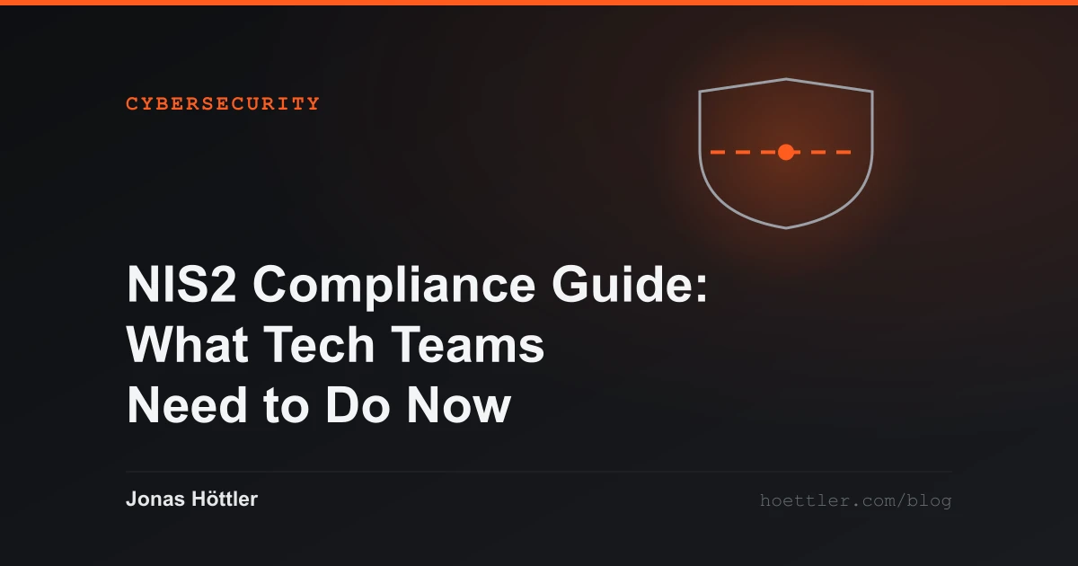 Outline of a shield with one breached line as the cover image for the article „NIS2 Compliance Guide: What Tech Teams Need to Do Now“