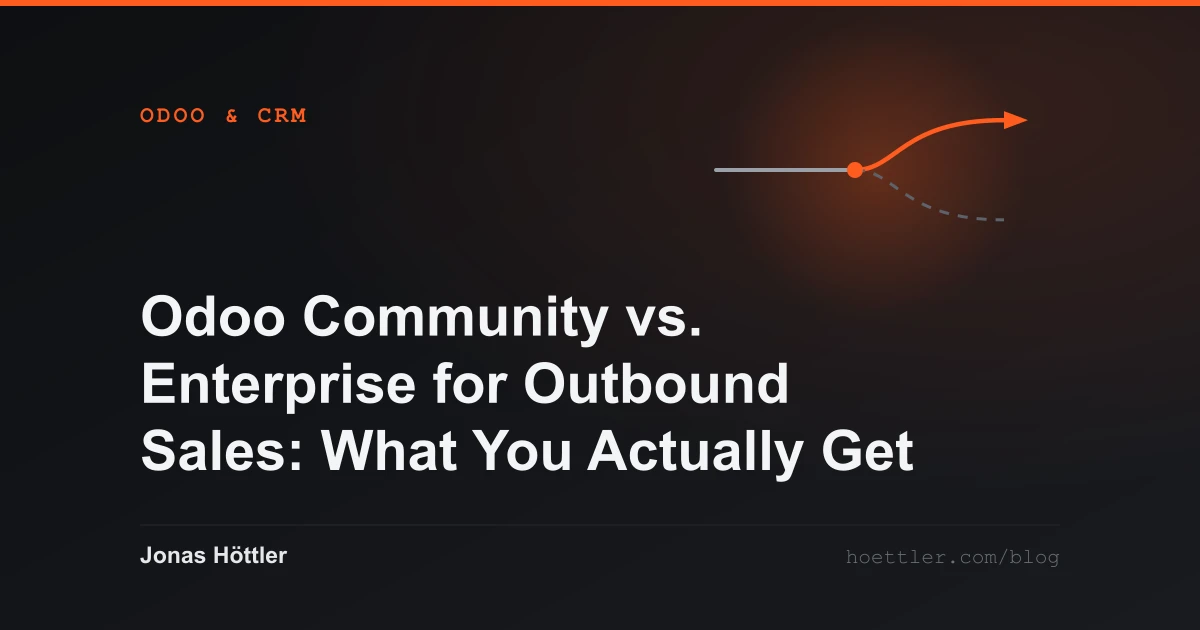 A path that splits, with only one branch carried on as the cover image for the article „Odoo Community vs. Enterprise for Outbound Sales: What You Actually Get“