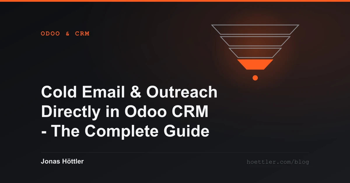 A four-stage funnel with a highlighted exit as the cover image for the article „Cold Email & Outreach Directly in Odoo CRM - The Complete Guide“
