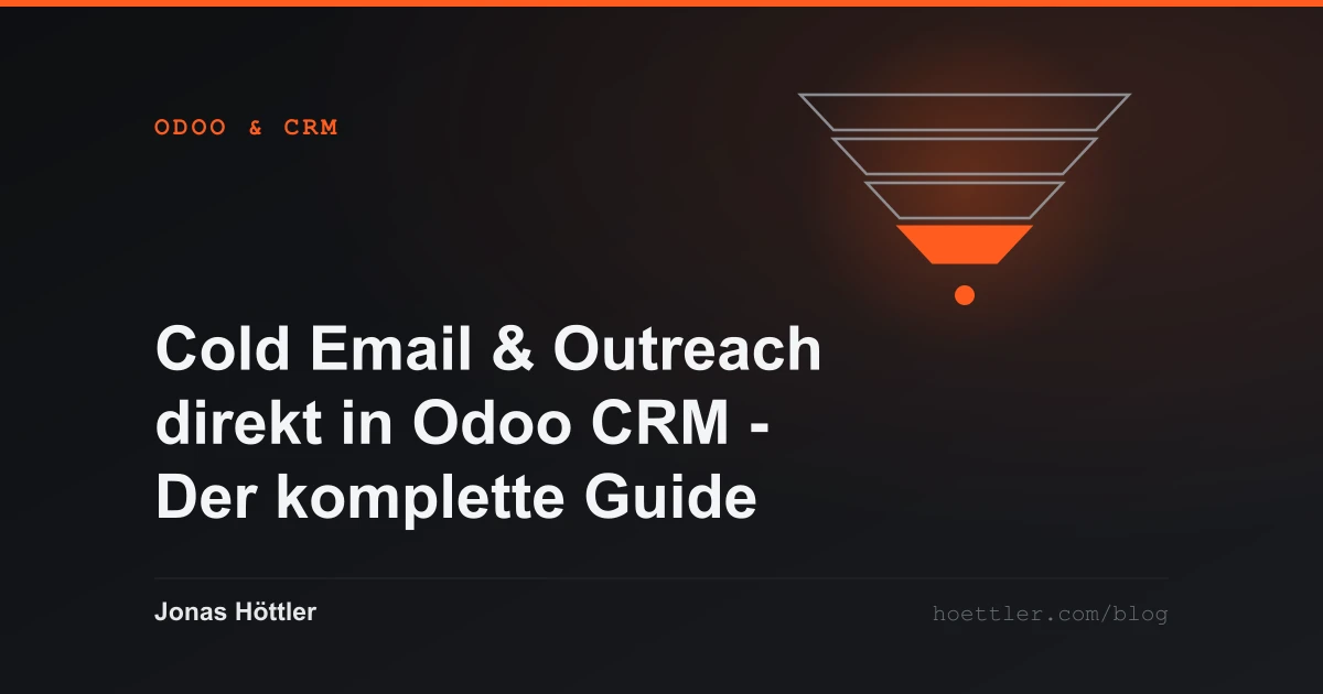 Trichter aus vier Stufen mit hervorgehobenem Ausgang als Titelbild zum Artikel „Cold Email & Outreach direkt in Odoo CRM - Der komplette Guide“