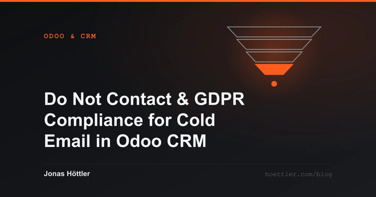 A four-stage funnel with a highlighted exit as the cover image for the article „Do Not Contact & GDPR Compliance for Cold Email in Odoo CRM“