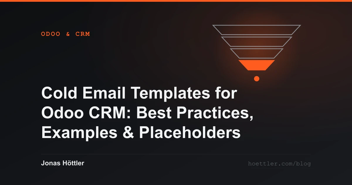 A four-stage funnel with a highlighted exit as the cover image for the article „Cold Email Templates for Odoo CRM: Best Practices, Examples & Placeholders“