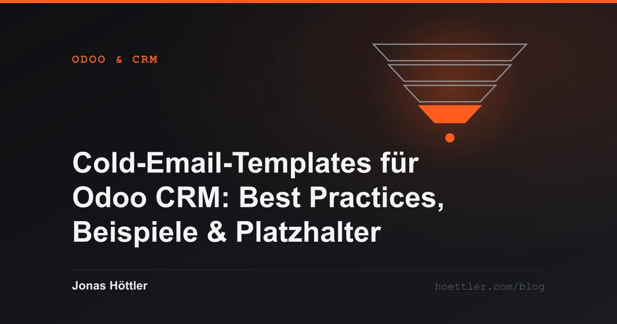 Trichter aus vier Stufen mit hervorgehobenem Ausgang als Titelbild zum Artikel „Cold-Email-Templates für Odoo CRM: Best Practices, Beispiele & Platzhalter“