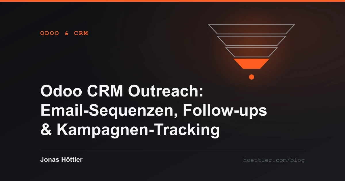 Trichter aus vier Stufen mit hervorgehobenem Ausgang als Titelbild zum Artikel „Odoo CRM Outreach: Email-Sequenzen, Follow-ups & Kampagnen-Tracking“