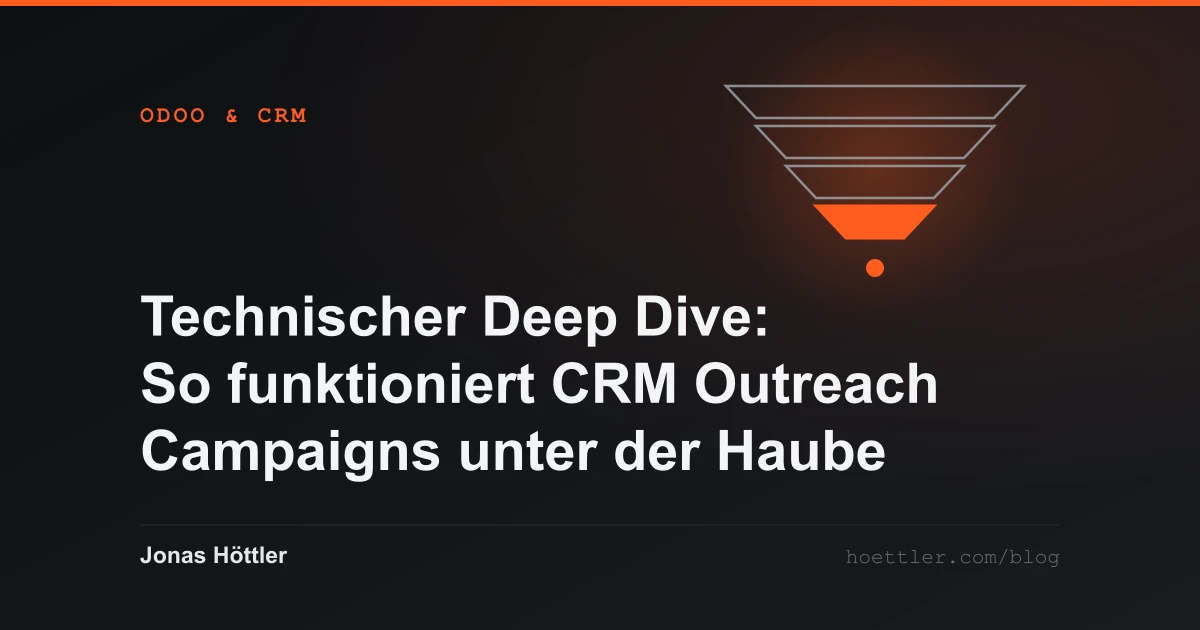 Trichter aus vier Stufen mit hervorgehobenem Ausgang als Titelbild zum Artikel „Technischer Deep Dive: So funktioniert CRM Outreach Campaigns unter der Haube“
