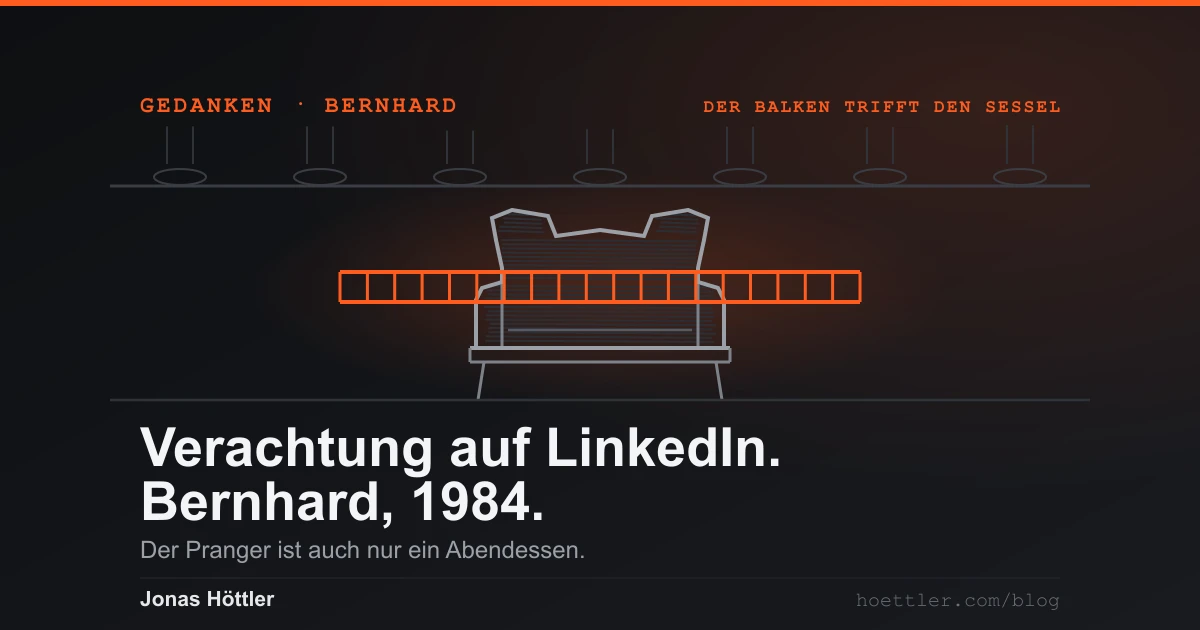 Ein Ohrensessel in Tuschestrichen, im Rücken die Tafel eines Abendessens, davor ein Balken, der den Sessel selbst durchschneidet.