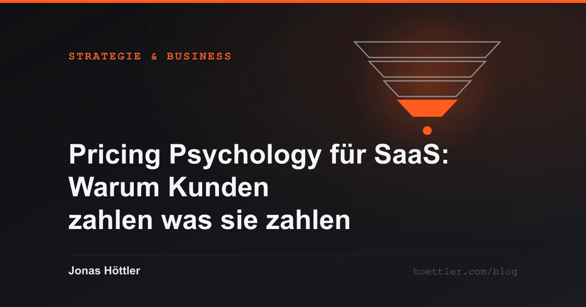 Trichter aus vier Stufen mit hervorgehobenem Ausgang als Titelbild zum Artikel „Pricing Psychology für SaaS: Warum Kunden zahlen was sie zahlen“