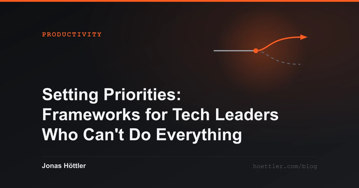 A path that splits, with only one branch carried on as the cover image for the article „Setting Priorities: Frameworks for Tech Leaders Who Can't Do Everything“