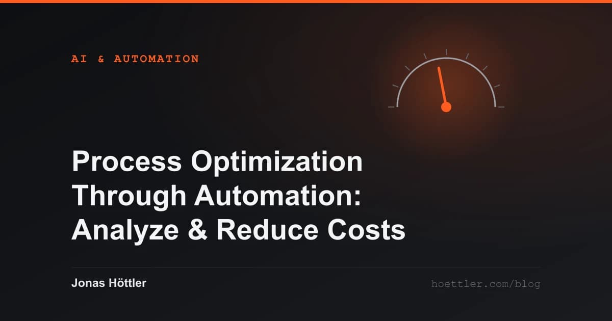 A gauge arc with the needle in the middle range as the cover image for the article „Process Optimization Through Automation: Analyze & Reduce Costs“
