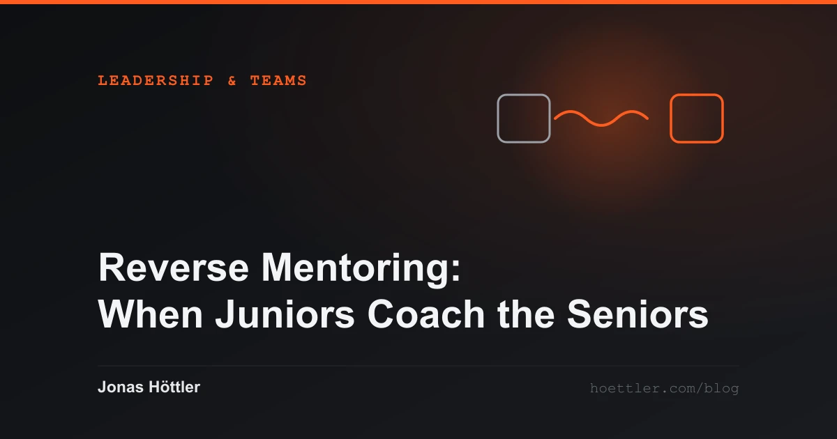 Two blocks with a wave line running between them as the cover image for the article „Reverse Mentoring: When Juniors Coach the Seniors“