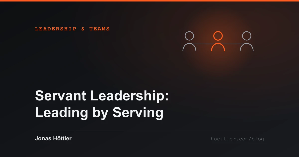 Three abstract figures side by side, one highlighted as the cover image for the article „Servant Leadership: Leading by Serving – The Guide for Tech Leaders“