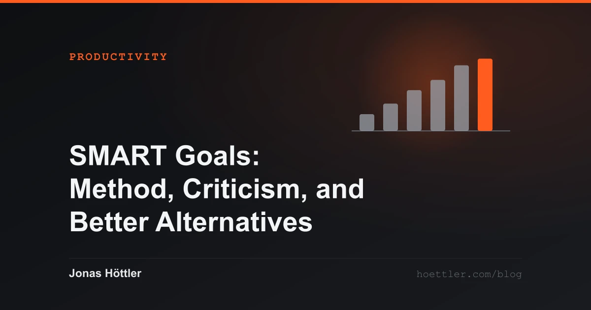 A rising row of bars with the last one highlighted as the cover image for the article „SMART Goals: Method, Criticism, and Better Alternatives“