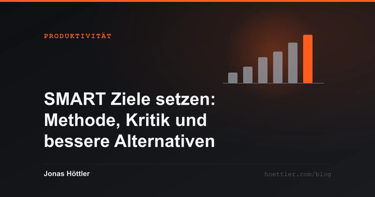 Aufsteigende Balkenreihe, der letzte Balken hervorgehoben als Titelbild zum Artikel „SMART Ziele setzen: Methode, Kritik und bessere Alternativen“