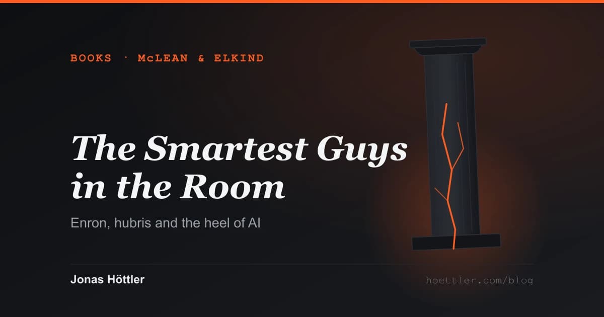 Reading note on The Smartest Guys in the Room: a monumental column split by a molten crack at its base
