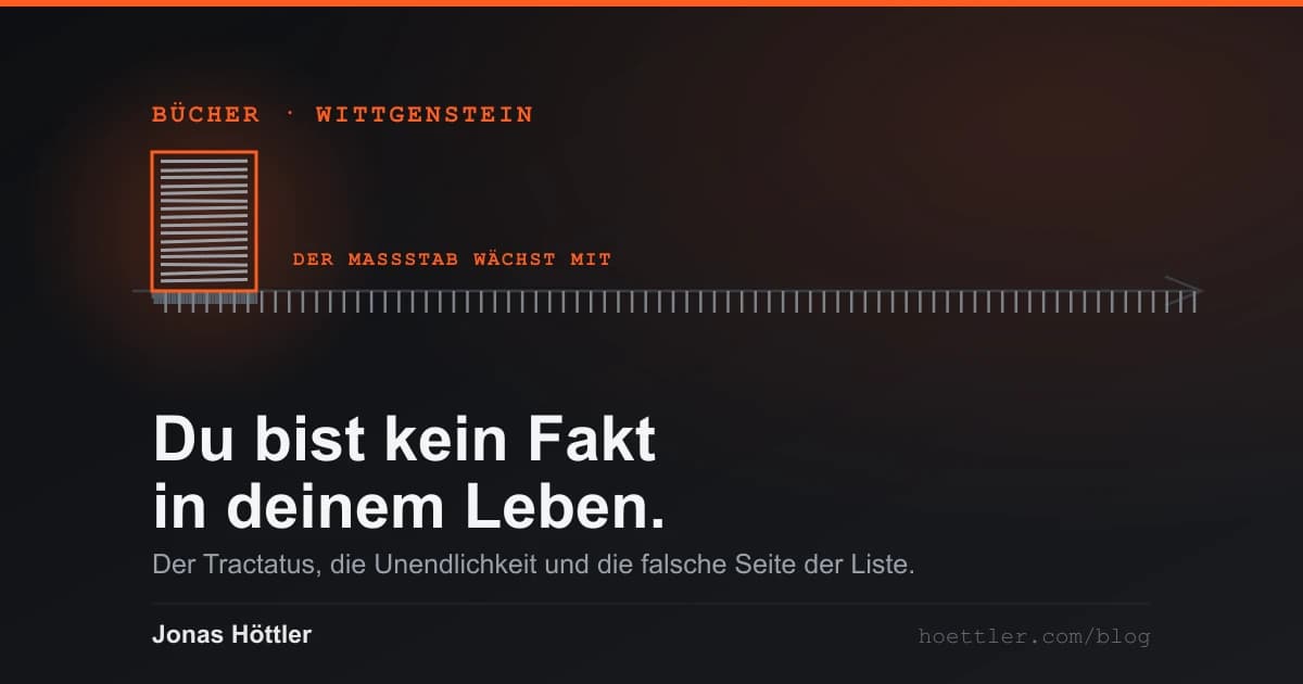 Ein kurzer Balken auf einer Achse, deren Skala sich mehrfach verzehnfacht, während der Balken gleich lang bleibt