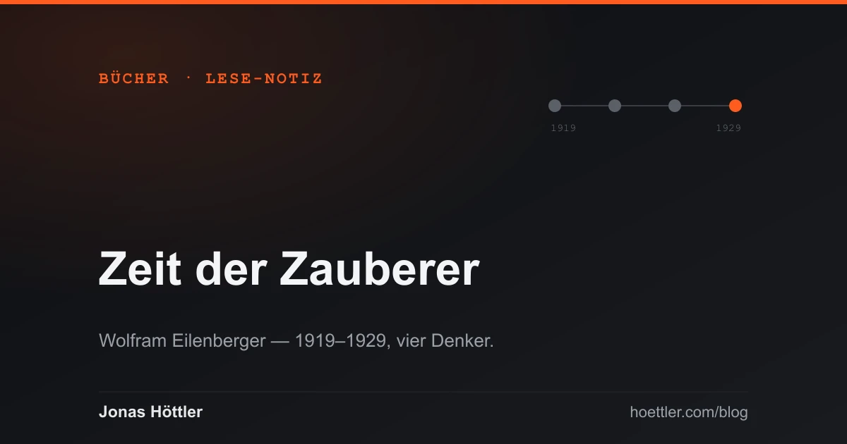 Lese-Notiz zu Zeit der Zauberer — eine Zeitleiste 1919–1929 mit vier Knotenpunkten